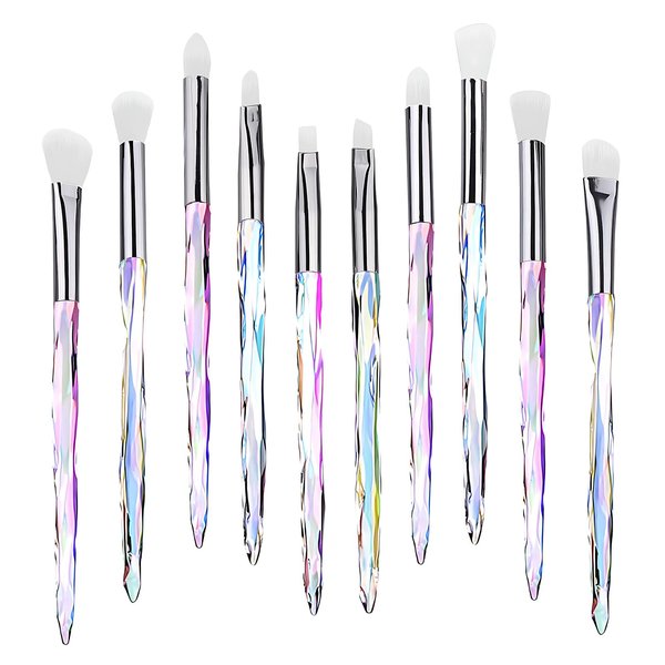 Kingtree Eyeshadow Makeup Brushes, 10PCS Crystal Brushes for Eye Makeup Premium Synthetic Bristles Eyeshadow Blending Crease Makeup Eye Brush Set, Professional Eyebrow Lip Make Up Tools