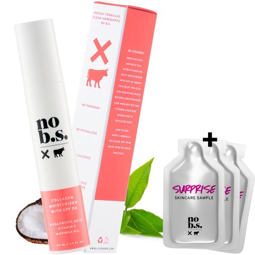 No B.S. (No Bad Stuff) Collagen Face Moisturizer with Spf 20, Face Lotion for Oily, Combination, Dry, Normal & Sensitive Skin, Age Defying Face Cream with Sunscreen, for Women & Men, 1.7 FL Oz