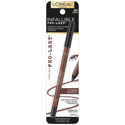 L'Oreal Paris Makeup Infallible Pro-Last Pencil Eyeliner, Waterproof and Smudge-Resistant, Glides on Easily to Create any Look, Bronze, 0.042 oz.