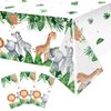 Jungle Safari Party Tablecloth Wild One Tablecloth Animal Print Table Cover Sage Green Baby Shower Decorations Zoo Plastic Table Cover for Boys Kids Birthday Decoration Supplies, 108 x 54 Inch (3 Pcs)