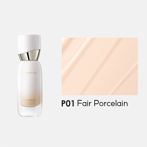 Carslan Sheer Liquid Foundation With Hydrating Serum, 24H Long-Lasting Moisturization, Medium Full Coverage, Anti-Aging, Build Dewy Health Skin, P01 Fair Porcelain, 1 FlOz