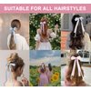 8PCS Silky Satin Hair Bows Hair Ribbon Hair Clips for Women Girls, White Bow for Hair Pink Hair Bow Clip Long Ribbon Bow Hair Clips Aesthetic Bowknot Hair Accessories for Women Birthday Gifts