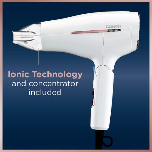 Conair Travel Hair Dryer, 1875W Worldwide Travel Hair Dryer with Smart Voltage Technology and Folding Handle