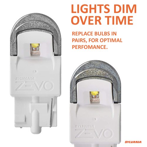 SYLVANIA - 7440 T20 ZEVO LED White Bulb - Bright LED Bulb, Ideal for Daytime Running Lights (DRL) and Back-Up/Reverse Lights (Contains 2 Bulbs)