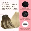 GOO GOO Clip in Hair Extensions Real Human Hair, 22inch 120g 7Pcs, 4/18 Balayage Chocolate Brown Highlighted Dirty Blonde, Remy Human Hair Extensions Clip ins for Women, Natural Human Hair