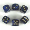 Royal Blue Scarb with Gold Pips 16mm D6 Dice Set of 6 Wondertrail WCX27627E6