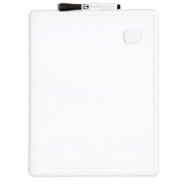 U Brands Contempo Magnetic Dry Erase Board, 11”x14”, White Modern Frame, Includes Magnet and Marker