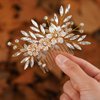 YBSHIN Bride Wedding Flower Hair Comb Gold Crystal Hair Piece Rhinestone Bridal Side Combs Wedding Hair Accessories for Women and Girls