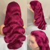 SOSATISFY Body Wave 99J Burgundy Lace Front Wigs Human Hair 200% Density 13x4 Glueless HD Transparent Wine Red Wigs for Women Human Hair Pre Plucked with Baby Hair (26 inch)