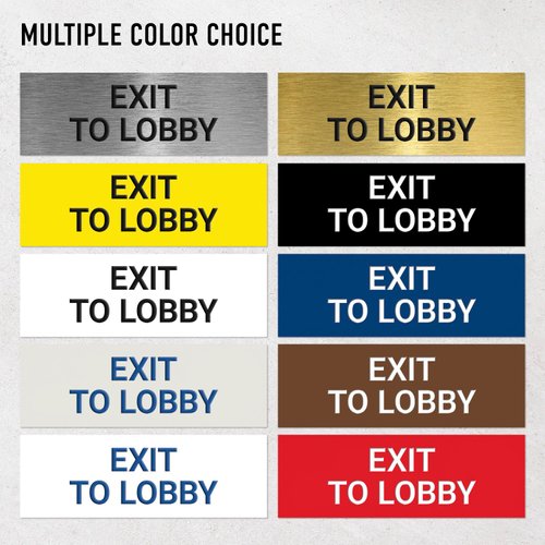 Exit to Lobby Sign, Engraved, 3x9 Inches, Indoor/Outdoor Use, Made in USA