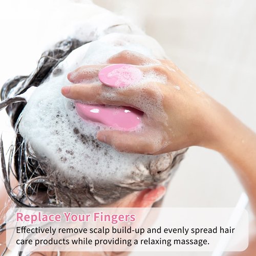 FREATECH Hair Scalp Massager Shampoo Brush with Soft Silicone Bristles for Scalp Care and Hair Growth, Shower Head Scalp Scrubber Exfoliator for Dandruff, Wet & Dry for Men, Women and Kids, Pink
