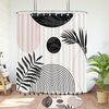 GiuMsi 72"X72" Boho Mid Century Black and White Shower Curtain Sets with Tassel Pendants Arch Sun Modern Minimalistic Leaves Bathroom Curtains Waterproof Durable Ployester 12 Hooks Home Decorations