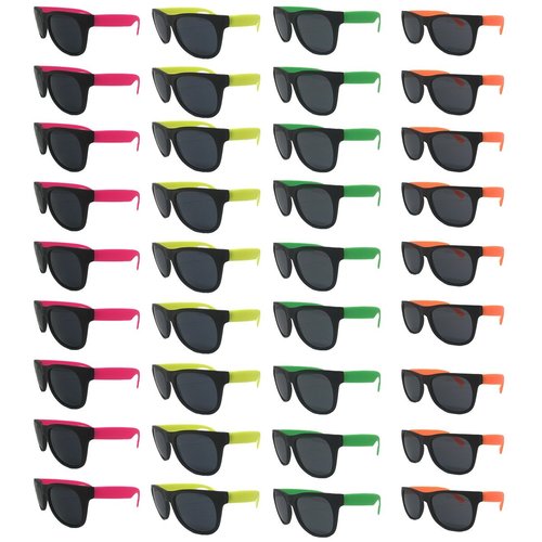 TheGag Neon Sunglasses (Pack 36) Assorted Cool Colors Neon Sunglasses Party Favors-Pack Wholesale Bulk for Adults Kids