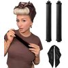 Satin Heatless Hair Curlers Curling Set Overnight Blowout Curls Rods No Heat Self Curling Jumbo Rods Hair Rollers Set for Fine Thin Long Hair Heatless Curl Silk Hair Wrap for Sleeping Black