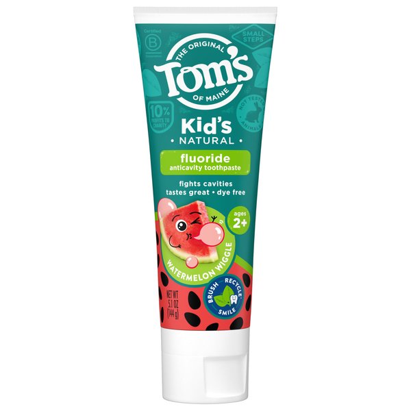 Tom's of Maine Natural Children's Fluoride Toothpaste, Watermelon, 5.1 oz