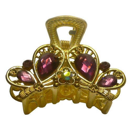 Small Metal Jaw Clip in Holiday Bling Bling Colors on Gold Color Plating U86420-1549purple