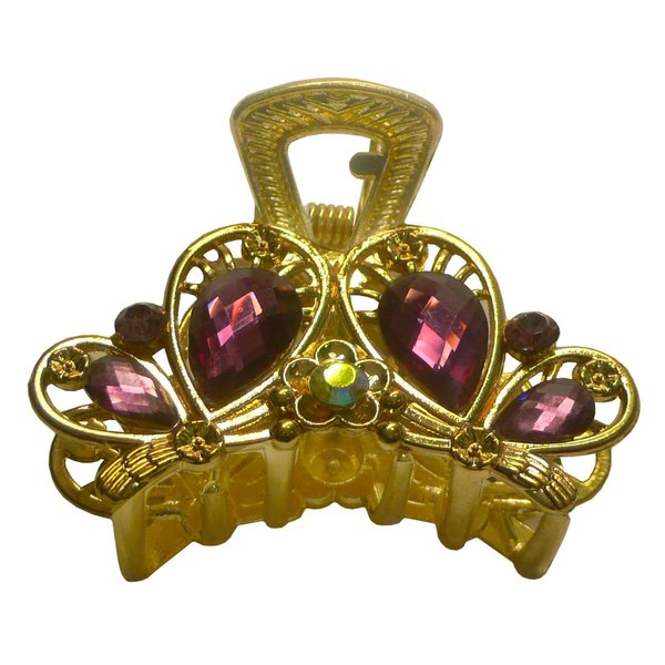 Small Metal Jaw Clip in Holiday Bling Bling Colors on Gold Color Plating U86420-1549purple