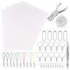 Benvo 157 Pcs Heat Shrink Plastic Sheet Kit Shrinky Art Film Paper 20 Pcs with 135 Pcs Keychains Accessory Ear Hooks Chain Beads Lobster Clasps and Hole Punch, Tweezer for Creative DIY Handmade Craft