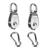 Hamineler 2PCS 304 Stainless Steel Single Pulley Block M15, Wire Rope Crane Pulley Block Hanging Wire Towing Wheel with 2PCS Spring Snap Hook