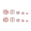 5D French Tip Press on Nails Toes White Glitter Toe Nail Press ons with Shining Butterfly Flower Design Gold Purple Flower Bow Rhinestone Press on Toenails Acrylic Bow Fake Nails for Women Girl 24Pcs