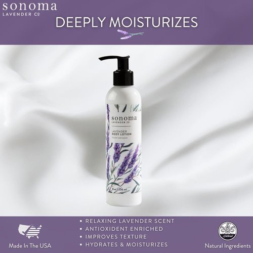 Sonoma Lavender Aromatherapy Lavender Lotion for Dry Skin, Body Moisturizer, All Natural Body Lotion to Revitalize and Moisturize for Smoother Skin, 8oz