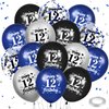 RUMIA Blue 12th Birthday Balloons 24Pcs Navy Blue Black Silver Happy 12th Birthday Latex Balloons Confetti Balloons for Boy Girls 12th Birthday Anniversary Party Decorations Supplies 12 inches