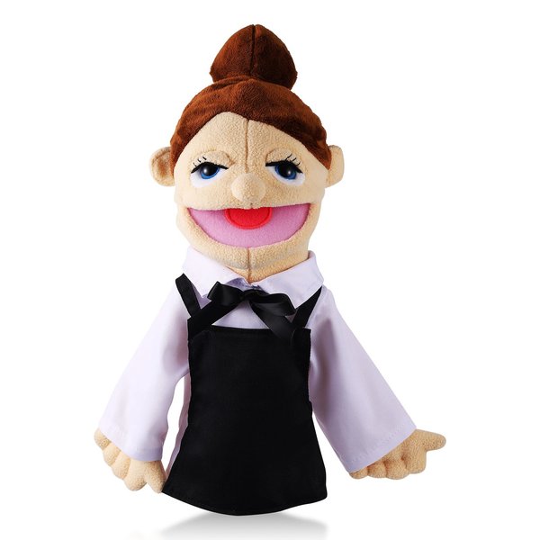 Role Play Hand Puppets Hand Plush Chef Doctor Fireman Pirate Detective Athlete Nurse Worker Hand Puppet Toys Puppets for Kids Storytelling Imaginative Pretend Play Teaching Preschool(Waiter)