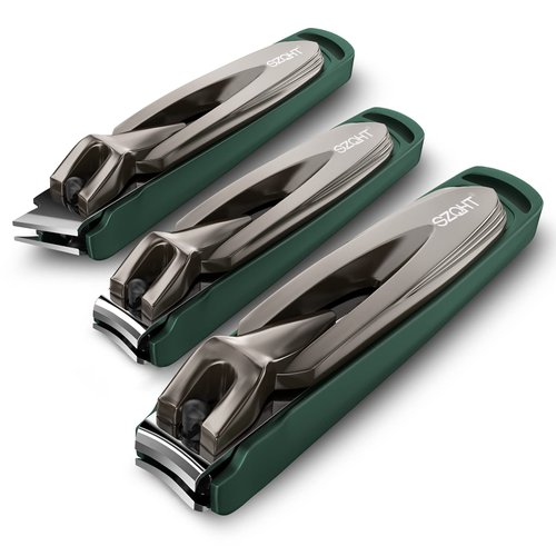 Nail Clippers Set-3 Pack,Fingernail Clippers& Toenail Clipper for Men,Wowen,Nail Clippers with catcher,Nail Cutter for Thick Toe Nails,Stainless Steel Ultra Sharp Sturdy