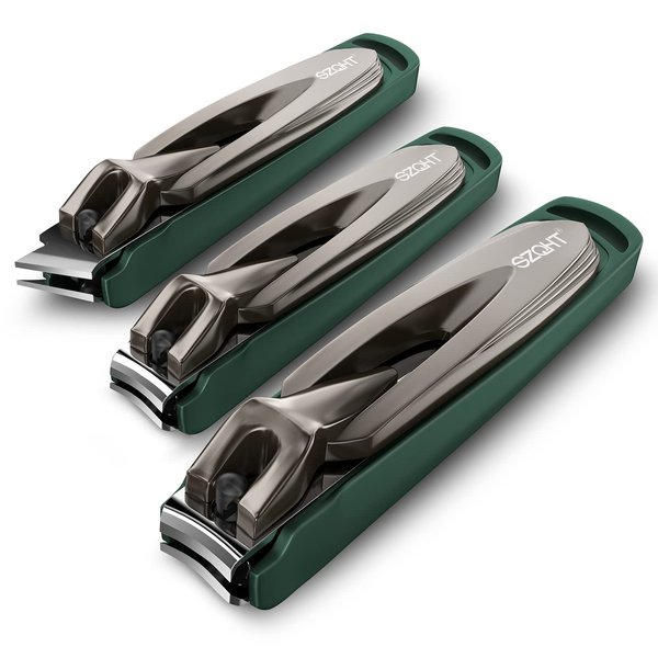 Nail Clippers Set-3 Pack,Fingernail Clippers& Toenail Clipper for Men,Wowen,Nail Clippers with catcher,Nail Cutter for Thick Toe Nails,Stainless Steel Ultra Sharp Sturdy
