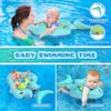 No Flip Over Baby Pool Float with Canopy UPF50+ Sun Protection, Sponge Safety Support Bottom, Fun Gifts Water Toys Accessories Inflatable Baby Swim Floats for Pool 3-36 Months