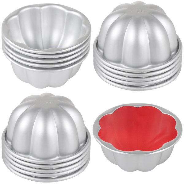 Homaisson 16Pcs Pudding Cup Molds, 3.7''x1.77'' Mini Fluted Cake Pans, Small Fluted Cake Pans for Baking，Non-Stick Jelly Molds, Easy to Demold, Pudding Cake Pan Nonstick