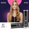 LEV Automatic Curling Iron Hair Curler | Auto Shut-Off Function for Safety | Portable & Curling Wand | Ceramic Rotating Automatic Hair Curler | USB Hair Curling Iron - Black