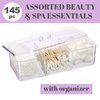 Expressions 145pc Beauty Essentials Kit - Includes Cotton Balls, Cotton Swabs & Cotton Pads/Cotton Rounds for Face w/Organizer - Beauty & Spa Skincare Accessories & Organizer Box
