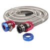 3Ft 6AN 3/8" Fuel Line Hose Braided Stainless Steel W/2pcs AN6 Hose Fitting Kit Blue & Red Universal for Racing Fuel, Gas, Coolant etc