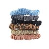 NGHT Silk Scrunchies for Women's Hair - 100% Thin Silk Scrunchies with Elastic Band Small - Ponytail holders for Girls - Multi-colored Pack of 6