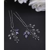 JWICOS Lavender Bridal Wedding Hair Pins Crystal Beads Hair Accessories for Brides and Bridesmaid Pack of 2