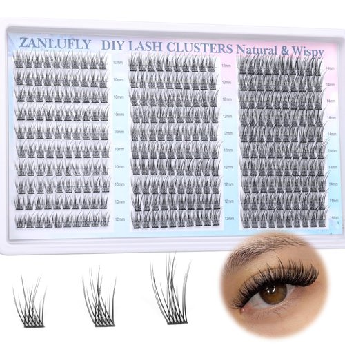 Lash Clusters Wispy Eyelash Clusters C Curl Individual Lashes zanlufly Natural 300Pcs Cluster Lashes Eyelash Extension 10-14MM DIY Lash Extension