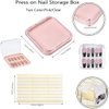 SUKPSY 4pcs Plastic Press on Nail Storage Box with Adhesive Double Sided Tape Fake Nail Display Storage Box Acrylic Nail Packaging Box for Nail Salon Home Storage Supplies(Pink/Clear)