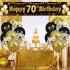 70th Birthday Decorations for Men Women Black and Gold, Black Gold Birthday Yard Banner Sign and 18 PCS 70th Happy Birthday Balloons for 70th Anniversary Birthday Party Supplies Outdoor Yard Decor