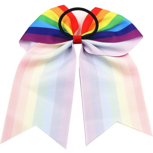 Rainbow Hair Bows Cheerleading Ponytail Holder Rainbow Hair Rope Tie for Girls JB82 (-Rainbow-),one size