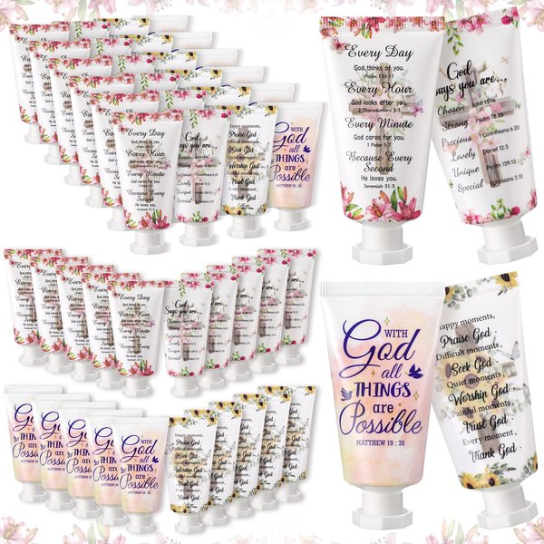 Sacubee 24 Pack Christian Hand Cream Gift for Women Bible Travel Size Hand Lotion for Dry Cracked Hands Bible Verse Hand Lotion Bulk Gifts for Mom Grandma Holiday Gift for Mother's Day Christmas