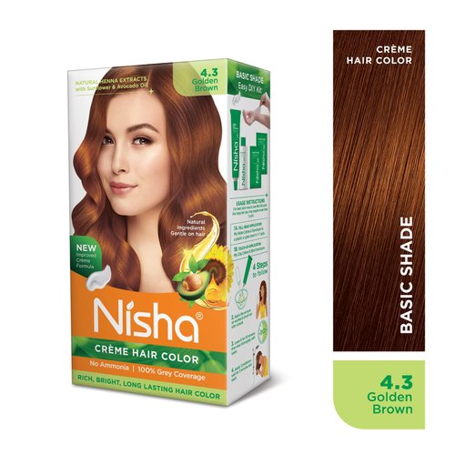 Nisha Creme Hair Color Golden Brown (pack of 2)