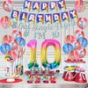 JOYMEMO Tie Dye 10th Birthday Decorations for Girls, Rainbow Peace Out Single Digits Tie Dye Tenth Birthday Party Supplies, Paper Glitter Banner & Cake Topper Double Digits 10 Birthday Decor