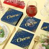 Geelin 180 Pieces Cheers Napkins Gold Napkins Cocktail Napkins for Wedding Reception Beverage Paper Napkins Disposable Bar Napkins for Engagement Party Graduation Baby Shower, 5 x 5 Inch (Navy Blue)