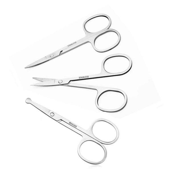 XUJINCN Beautify Scissors,3.5in Small Scissors,for Personal Facial Hair Grooming Scissors，Rounded and Curved Safety Scissors Set，for trim Men/Women Eyebrows,Nose Hair, Ear，Beard,Hair trimming/3 Pack …