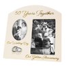 Haysom Interiors Contemporary 50 Years Together Then and Now Golden Anniversary Light Beige Frame with Double Silver Rings | Beautiful 50th Anniversary Picture Frame