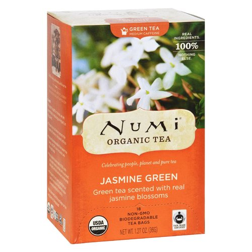 Numi Organic Tea Jasmine Green, 18 Count Box of Tea Bags (Pack of 6)
