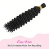 LANWIUKU Human Braiding Hair for Boho Braids Deep Wave Human Hair Braiding Hair 2Bundles/Pack 100g Bulk Human Hair for Braiding Wet and Wavy Braid Human Hair Extensions (14 inch)