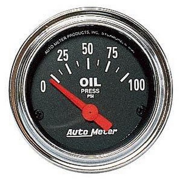 AUTO METER 2522 Traditional Chrome Electric Oil Pressure Gauge, Regular, 2.3125 in.