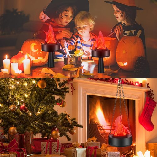 3D Fake Fire USB Rechargeable Fake Campfire, Portable Fake Fire Light Electric Fake Flame Light Fake Flame Lamp, Campfire Electric Campfire Halloween Christmas Party Decorations (3D Triangle Flame)